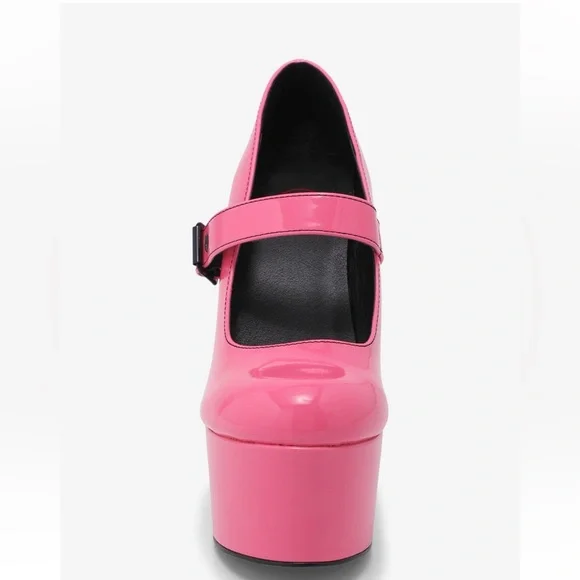 NIB RARE Strange Cvlt Hot Pink Patent Widow Platform Heels - Picture 8 of 8